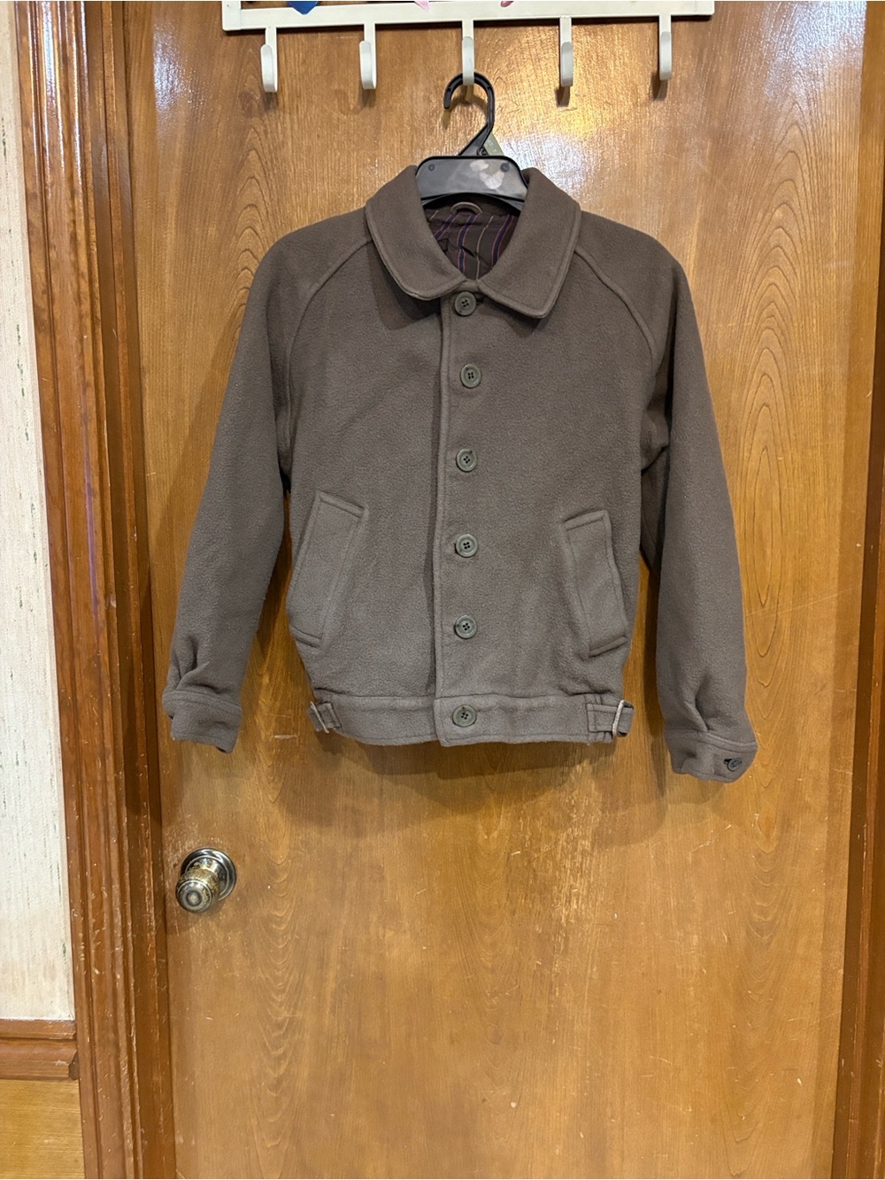 Dunhill Brown Cashmere and Wool Bomber Jacket with Navy and Red Stripe Lining